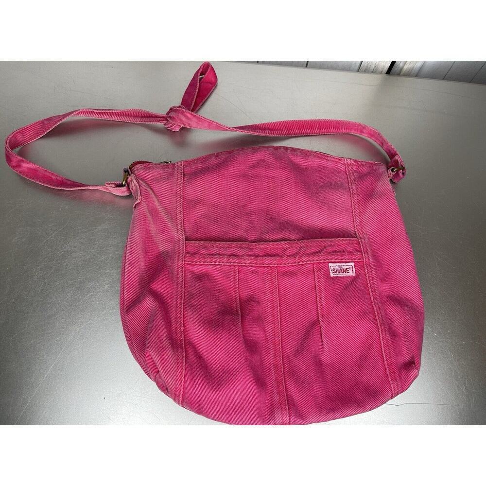 Vintage Shane Bright Pink Denim Multi Compartment Shoulder Bag Purse